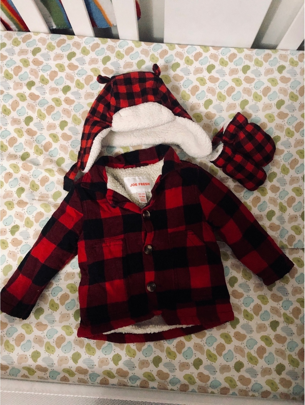 Buffalo Plaid Sherpa Jacket 12-18m Baby Kids Toddler 3pc Set JoeFresh Lumberjack